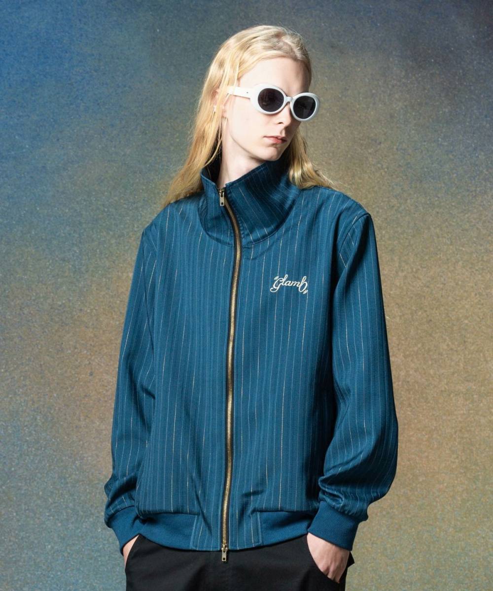 予約商品】glamb(グラム)GB0225/JKT01 : Sparkle Stripe Track Jacket / スパークル ストライプトラックジャケット - Charcoal / ロックファッション / バンドTシャツ のGEKIROCK CLOTHING