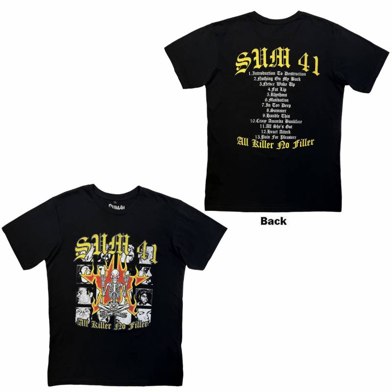 【予約商品】Sum 41 Unisex Premium Carbon バンドTシャツ: All Killer No Filler Tracklist (Black) (Back Print)