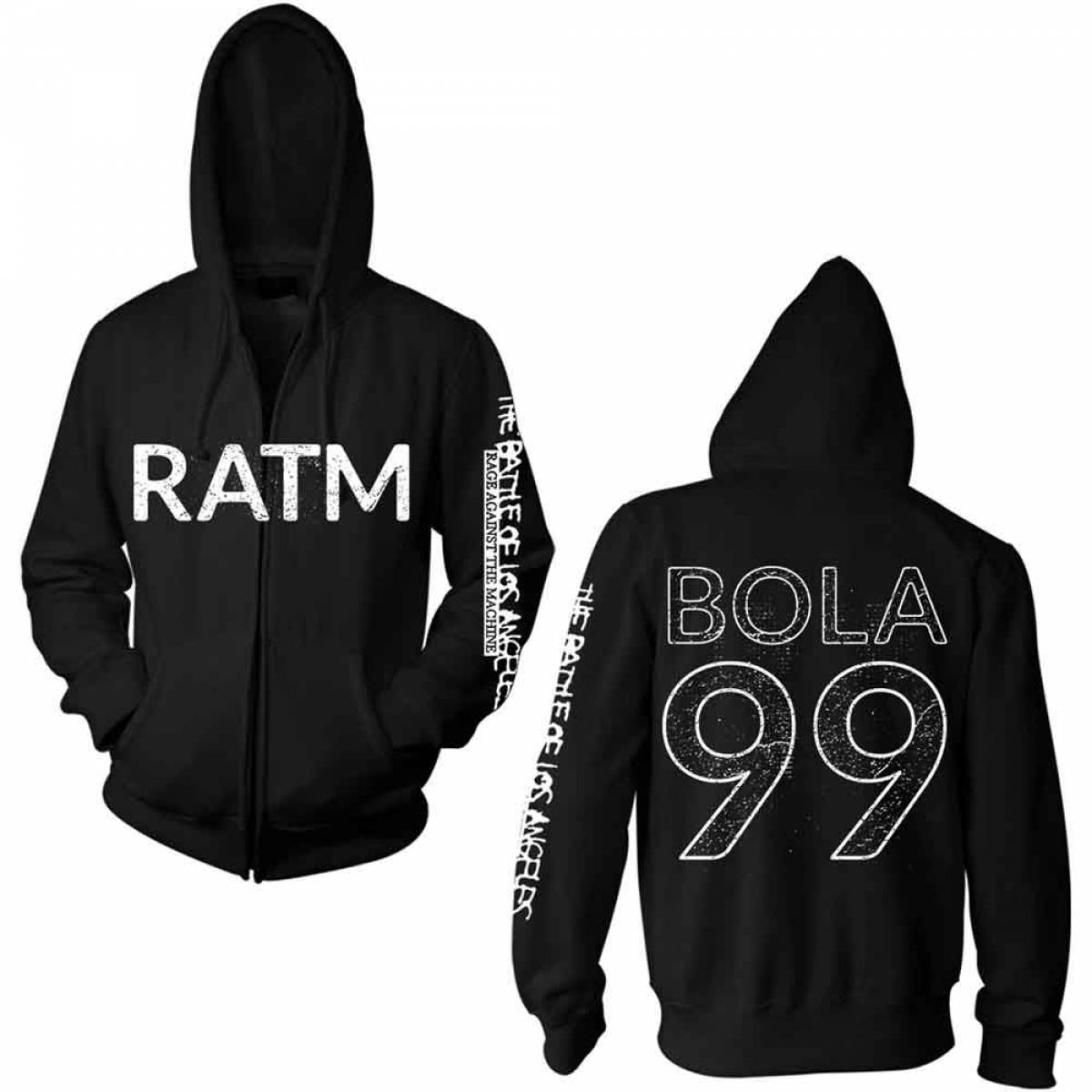 【予約商品】RAGE AGAINST THE MACHINE Unisex Zipped Hoodie: Battle 99 (Black) (Back Print) (Small) - BLACK