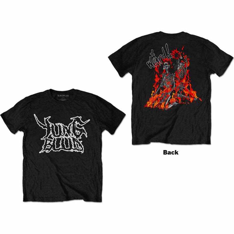 【予約商品】YUNGBLUD バンドTシャツ ユニセックス: Weird Flaming Skeletons (Black) (Back Print)