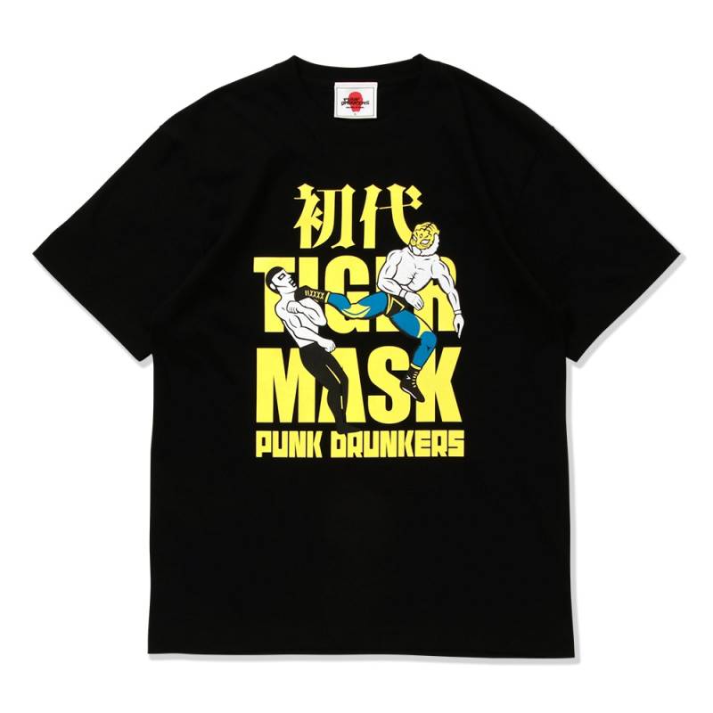 【予約商品】PUNK DRUNKERS (パンク・ドランカーズ) ［PDSx初代タイガーマスク］ローリングソバットTEE - BLACK