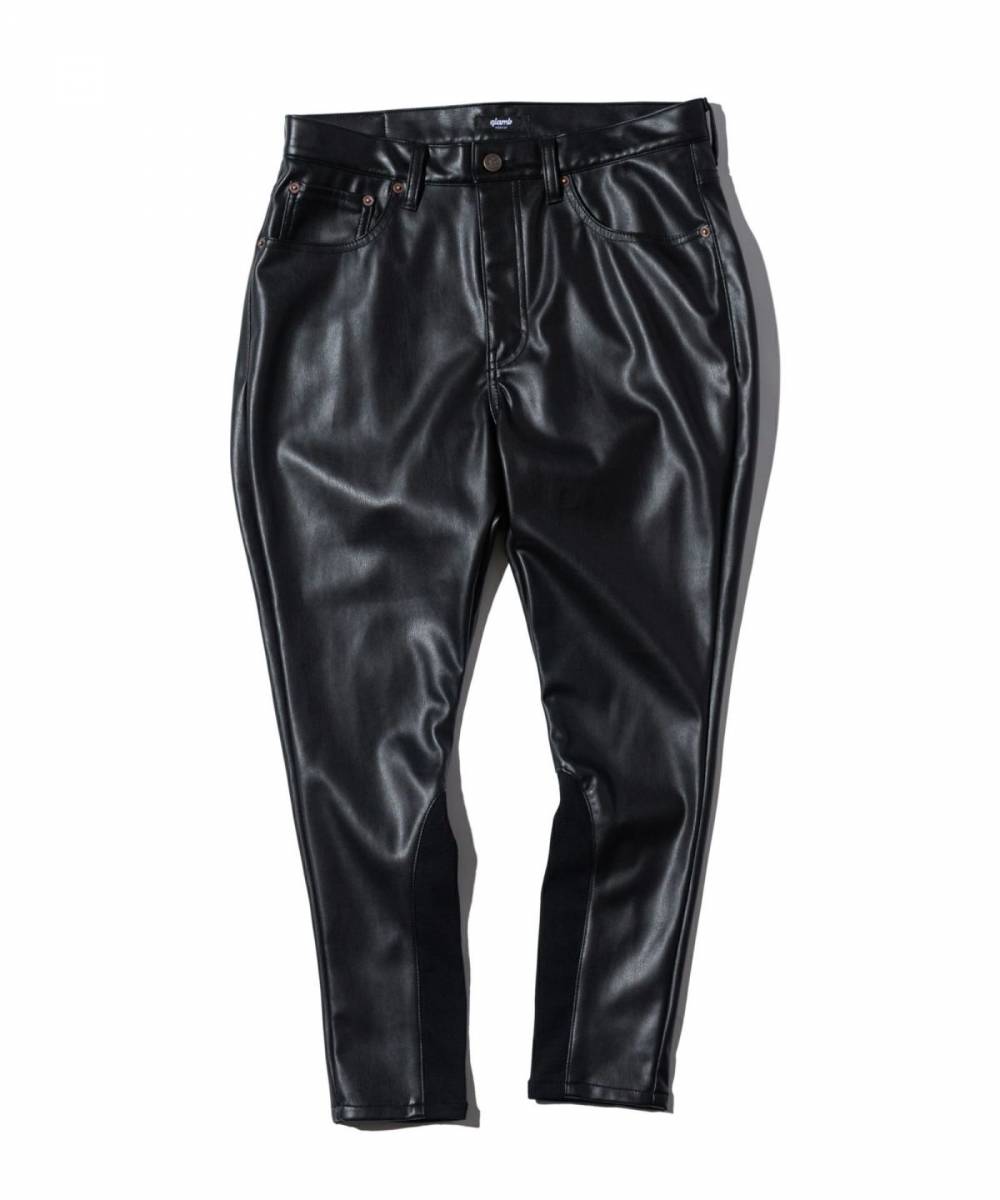 【予約商品】glamb (グラム) Poly pants - Black(Fake leather)
