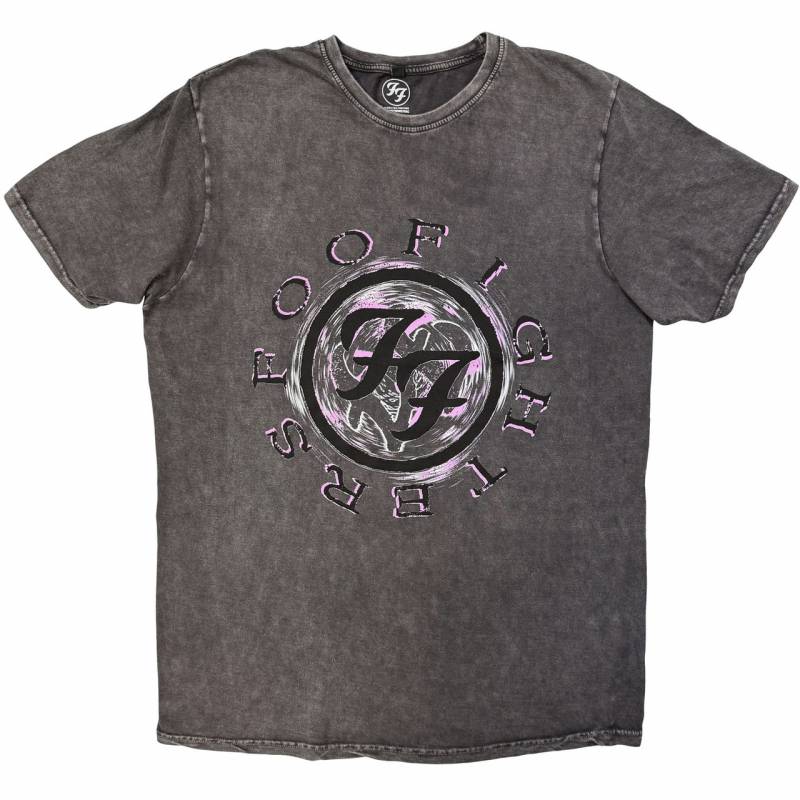 【予約商品】FOO FIGHTERS Unisex Stone Wash バンドTシャツ: Wheel Logo Shadow (Charcoal Grey)