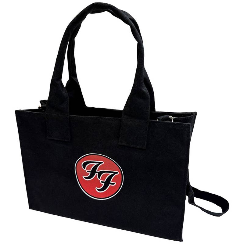 【予約商品】FOO FIGHTERS Cotton Tote Bag: FF Logo (Black) (Back Print) - BLACK