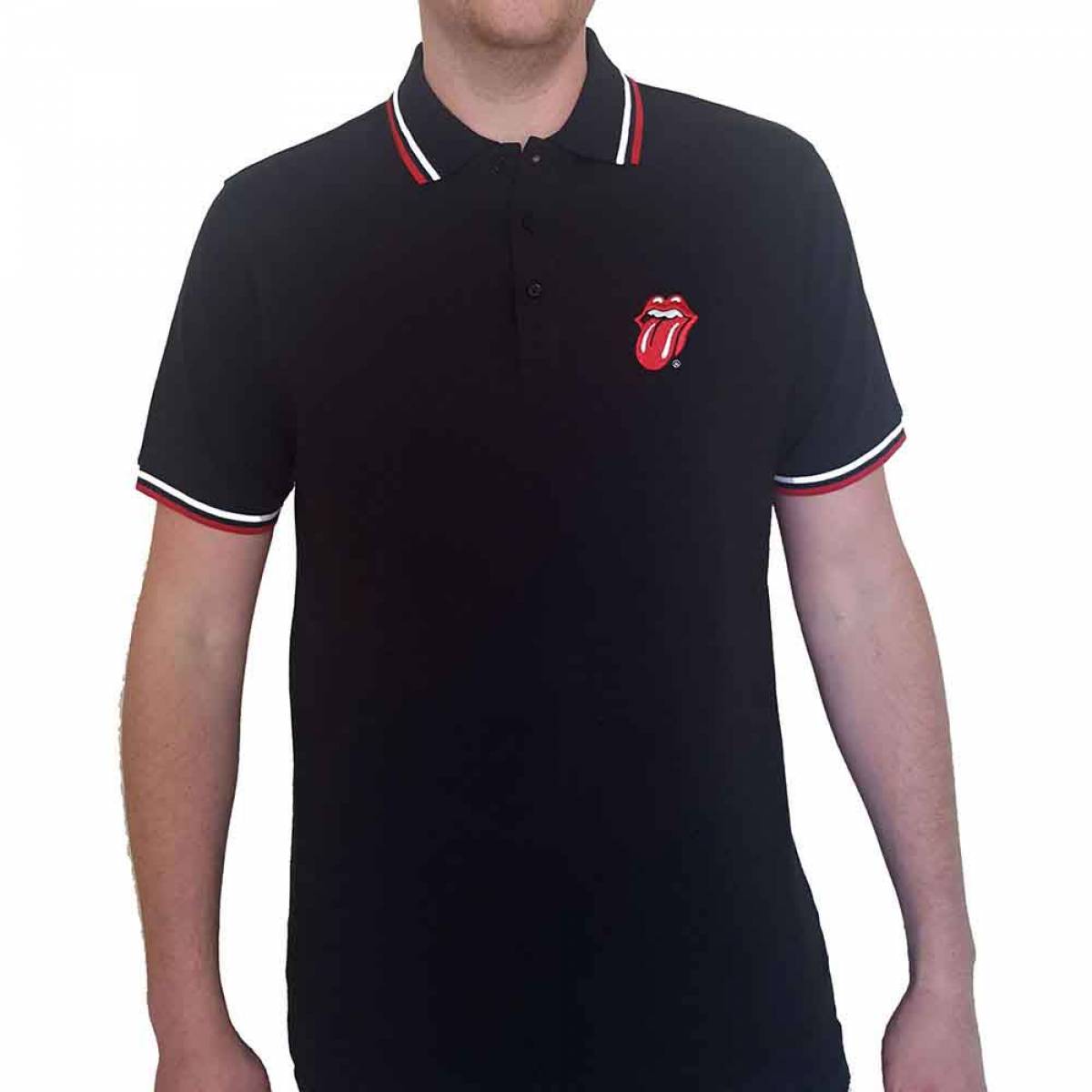 【予約商品】THE ROLLING STONES Unisex Polo Shirt: Classic Tongue (Black) - BLACK