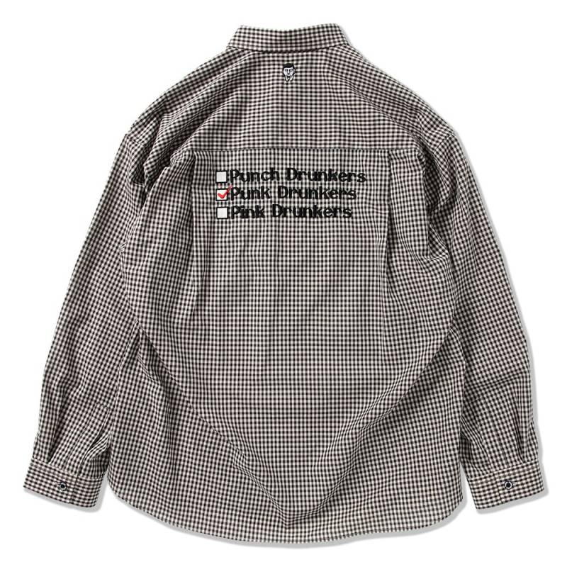 【予約商品】PUNK DRUNKERS (パンク・ドランカーズ) ギンガムチェックイズシャツ - BLACK