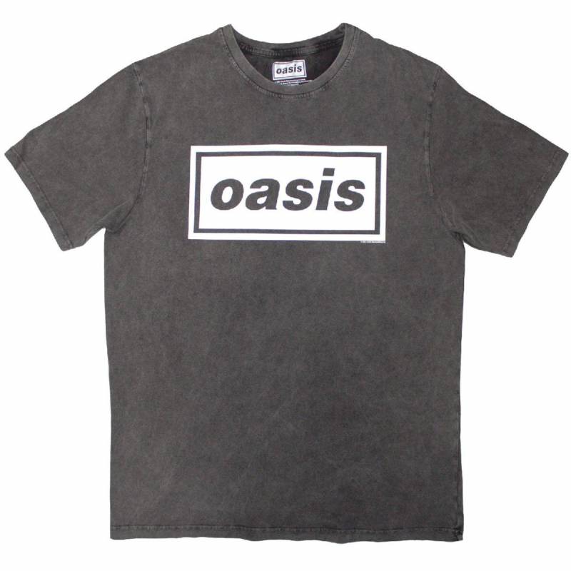 【予約商品】OASIS Unisex Stone Wash バンドTシャツ: Decca Logo (Charcoal Grey)
