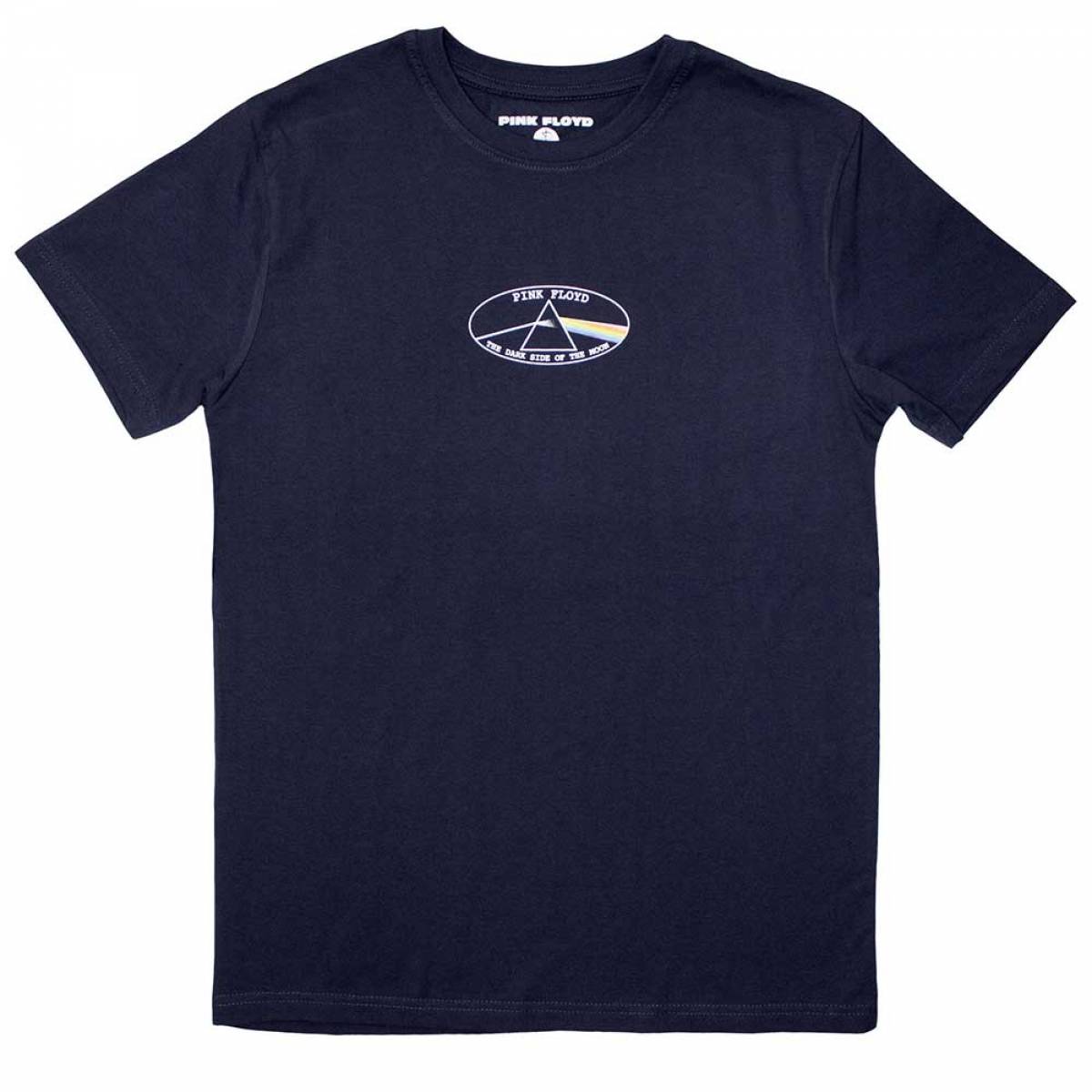【予約商品】PINK FLOYD バンドTシャツ ユニセックス: Mini Dark Side of The Moon Oval (Navy Blue) - NAVY BLUE