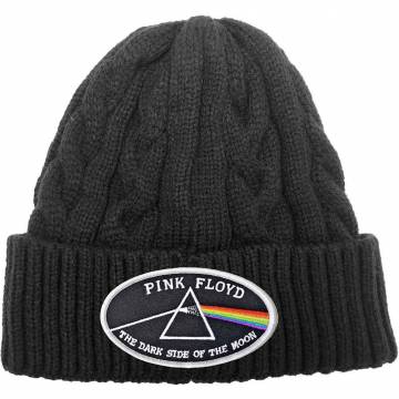 【予約商品】PINK FLOYD Unisex Beanie Hat: The Dark Side of the Moon White Border (Black) (Cable Knit) - BLACK