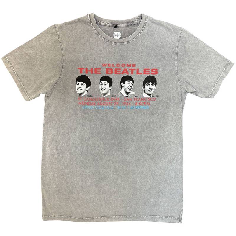 【予約商品】THE BEATLES Unisex Stone Wash バンドTシャツ: Candlestock Park Heads (Grey)