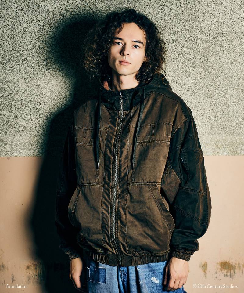 【予約商品】glamb(グラム) Remake Hooded Work Jacket / リメイクフードワークジャケット - Brown