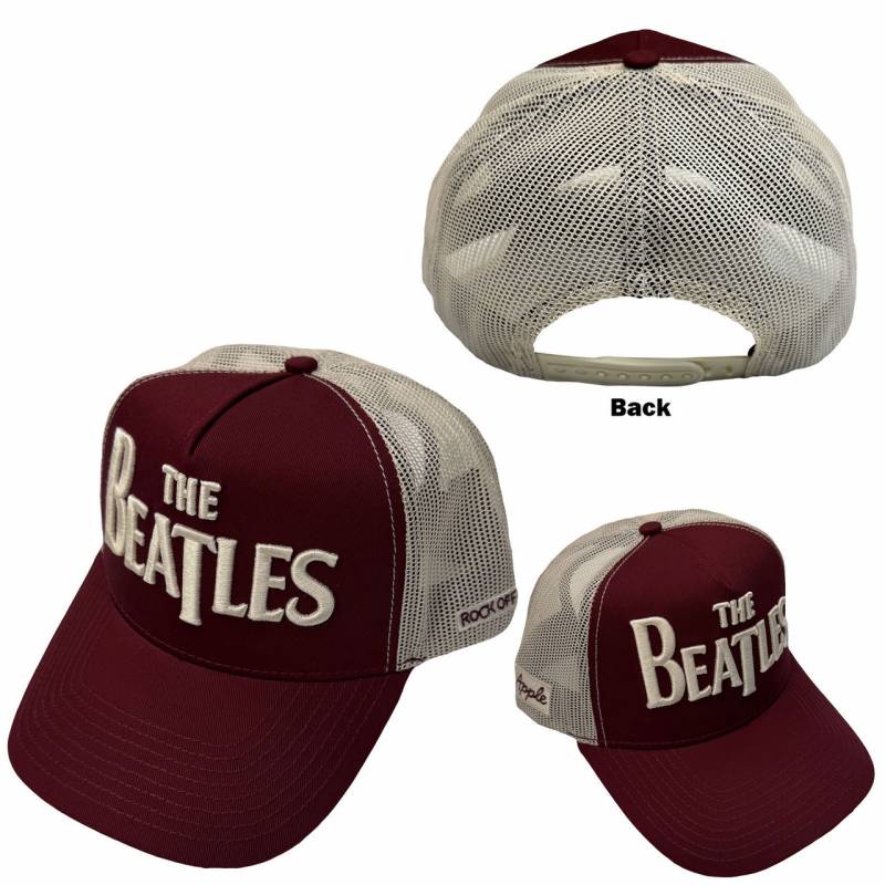 【予約商品】THE BEATLES Unisex Mesh Back Cap: Drop T Logo & Apple (Maroon Red & Natural)