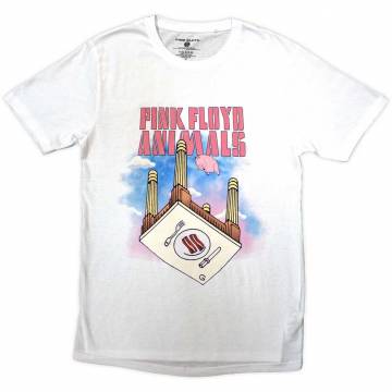 【予約商品】PINK FLOYD バンドTシャツ ユニセックス: Animals Bacon Table (White) - WHITE