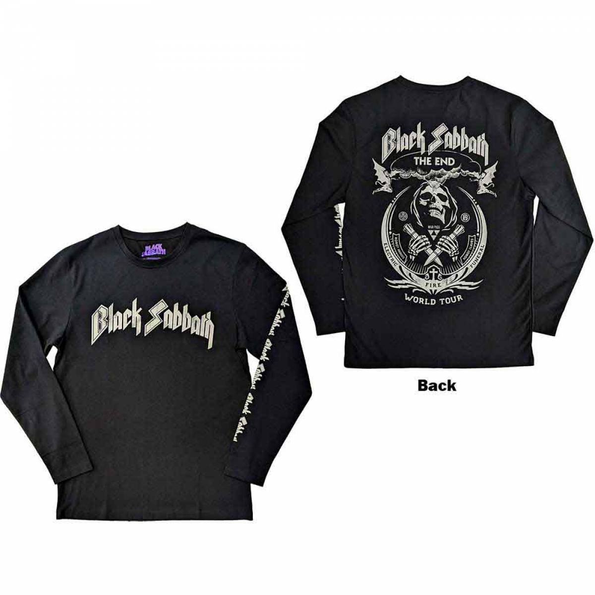 【予約商品】BLACK SABBATH Unisex Long Sleeve バンドTシャツ: The End Mushroom Cloud (Back & Sleeve Print) - BLACK