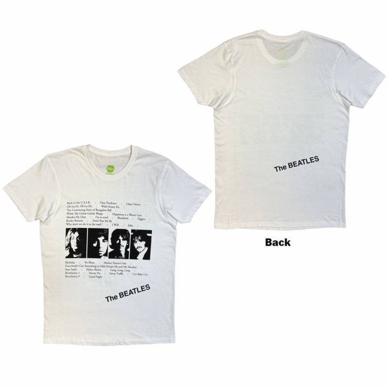 【予約商品】THE BEATLES バンドTシャツ ユニセックス: White Album Tracks (White) (Back Print)