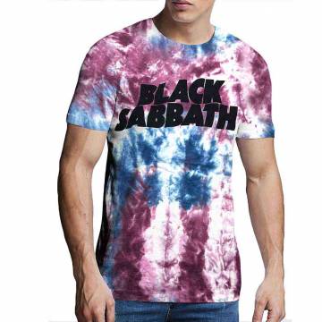 【予約商品】BLACK SABBATH バンドTシャツ ユニセックス: Wavy Logo (Wash Collection) - BLUE & RED