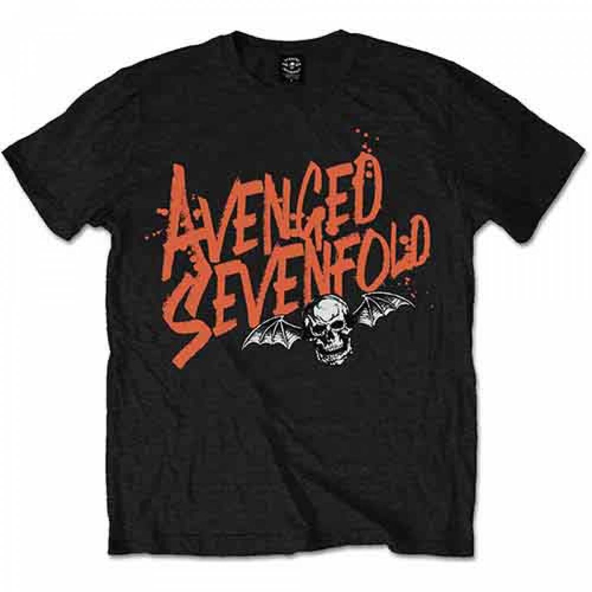 【予約商品】AVENGED SEVENFOLD バンドTシャツ ユニセックス: Orange Splatter (Black) - BLACK