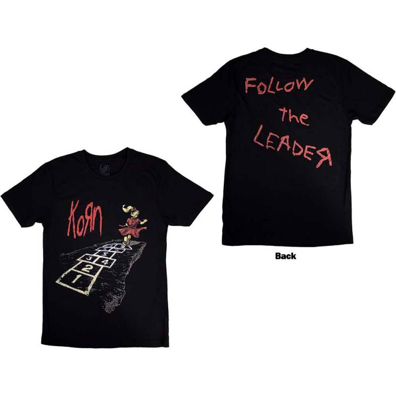 【予約商品】KORN バンドTシャツ ユニセックス: Follow The Leader Hopscotch (Black) (Back Print)