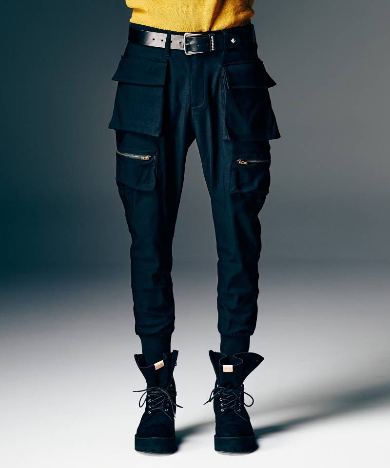 【予約商品】glamb(グラム)Rib Cargo Pants / リブカーゴパンツ - Black