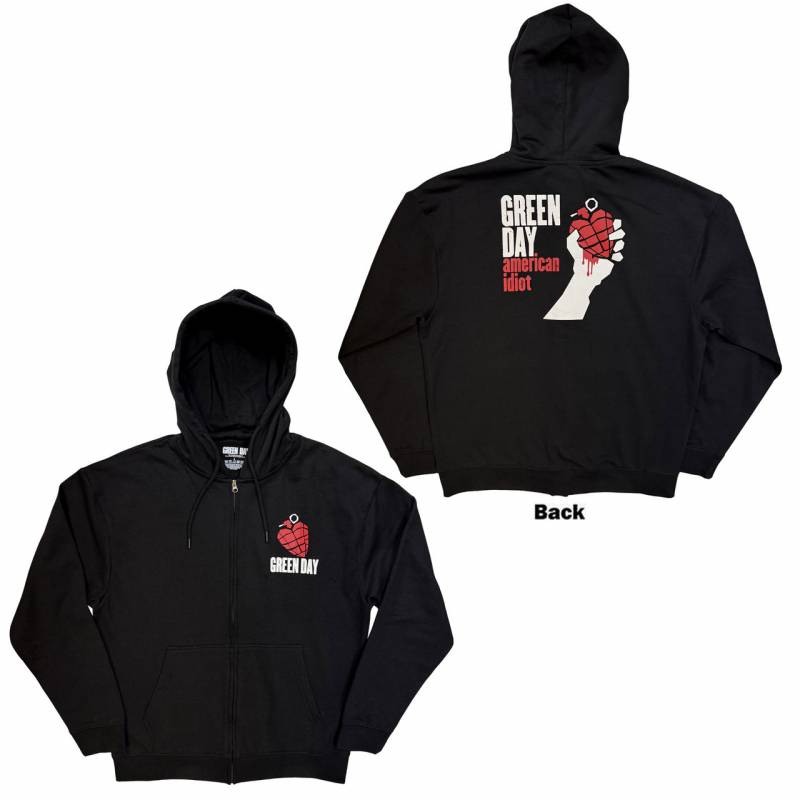 【予約商品】GREEN DAY Unisex Zipped Hoodie: American Idiot (Black) (Back Print)