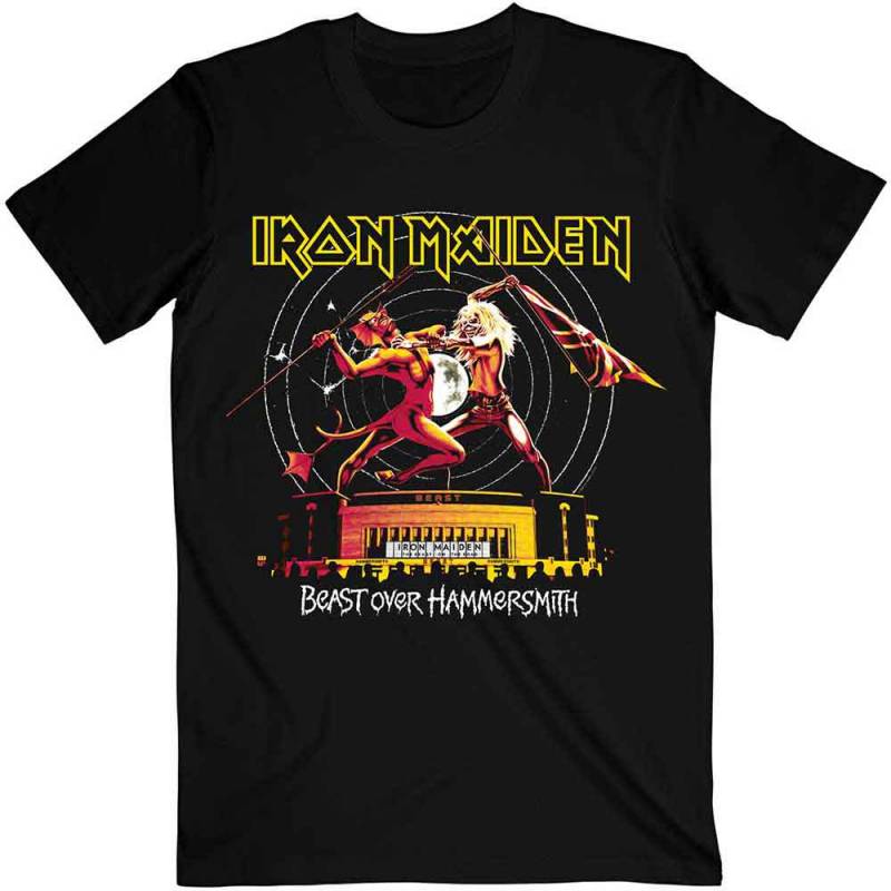 【予約商品】IRON MAIDEN バンドTシャツ ユニセックス: Beast Over Hammersmith Eddie & Devil Tonal (Black)