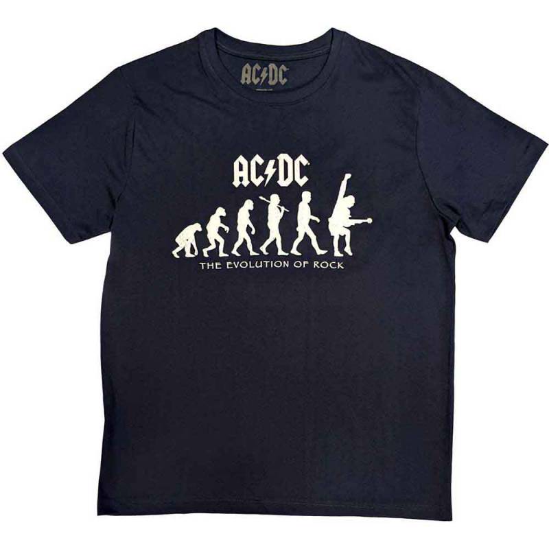 【予約商品】AC/DC バンドTシャツ ユニセックス: Evolution of Rock (Navy Blue) - NAVY BLUE