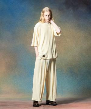 【予約商品】glamb(グラム)GB0225/ST05 : Glamour Crepe T-Shirt Set Up / グラマークレープＴシャツセットアップ - White