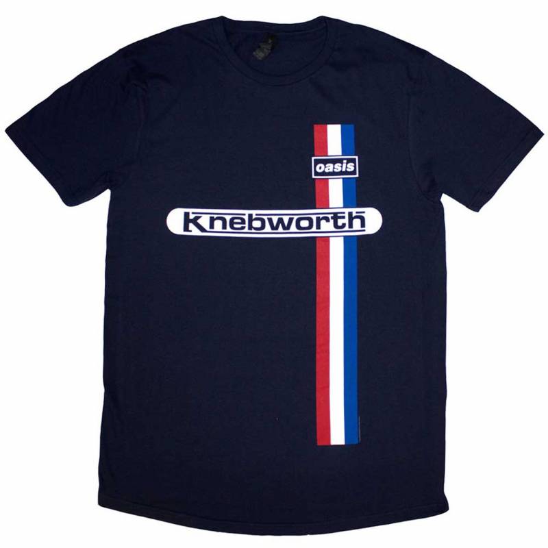 【予約商品】OASIS バンドTシャツ ユニセックス: Knebworth Vertical Stripe (Navy Blue)