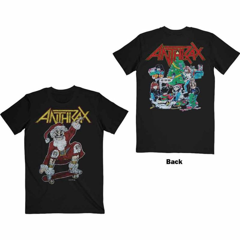 【予約商品】ANTHRAX バンドTシャツ ユニセックス: Vintage Christmas (Black) (Back Print)
