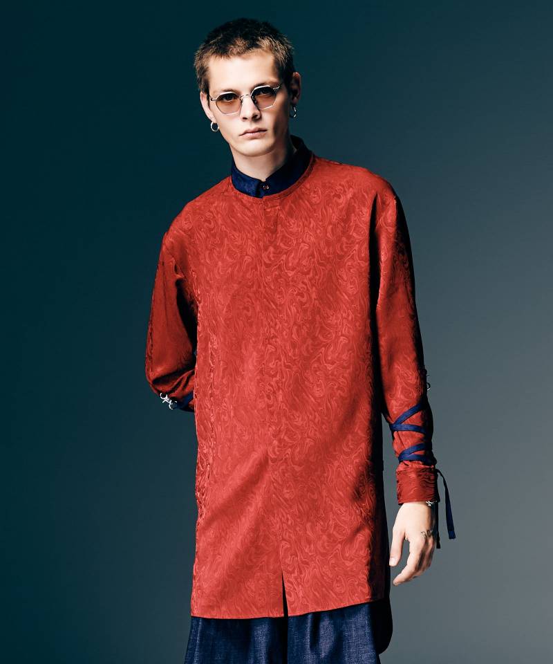 【予約商品】glamb(グラム)Blow Long Shirt / ブロウロングシャツ - Red