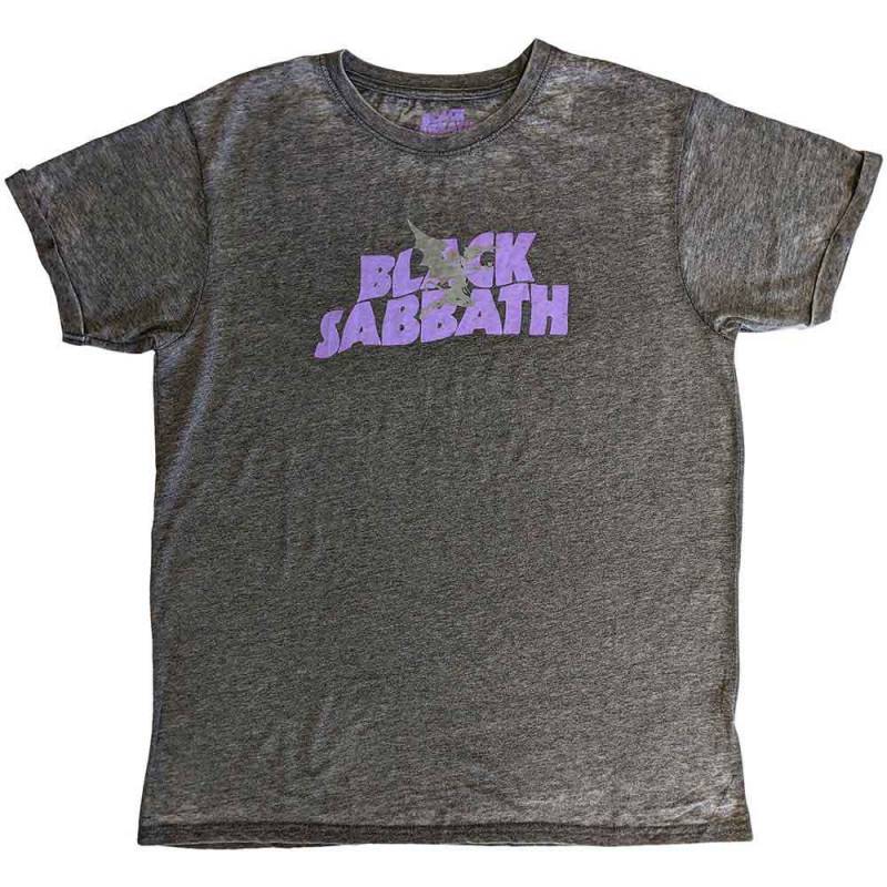 【予約商品】BLACK SABBATH Unisex Burnout バンドTシャツ: Logo & Daemon (Charcoal Grey)