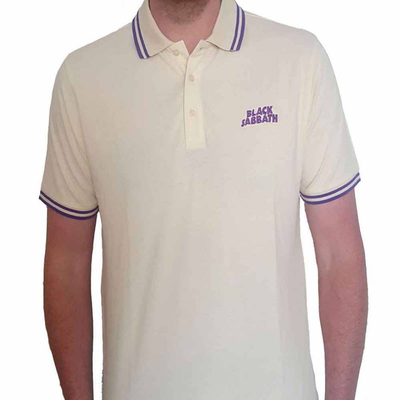 【予約商品】BLACK SABBATH Unisex Polo Shirt: Wavy Logo (Natural)