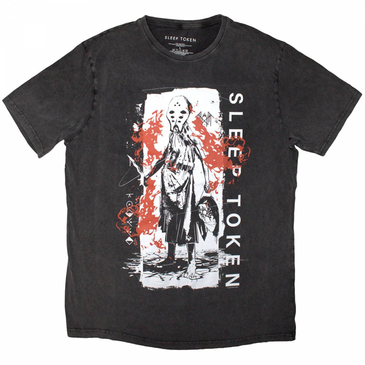 【予約商品】SLEEP TOKEN Unisex Stone Wash バンドTシャツ: Euclid (Charcoal Grey) - CHARCOAL GREY