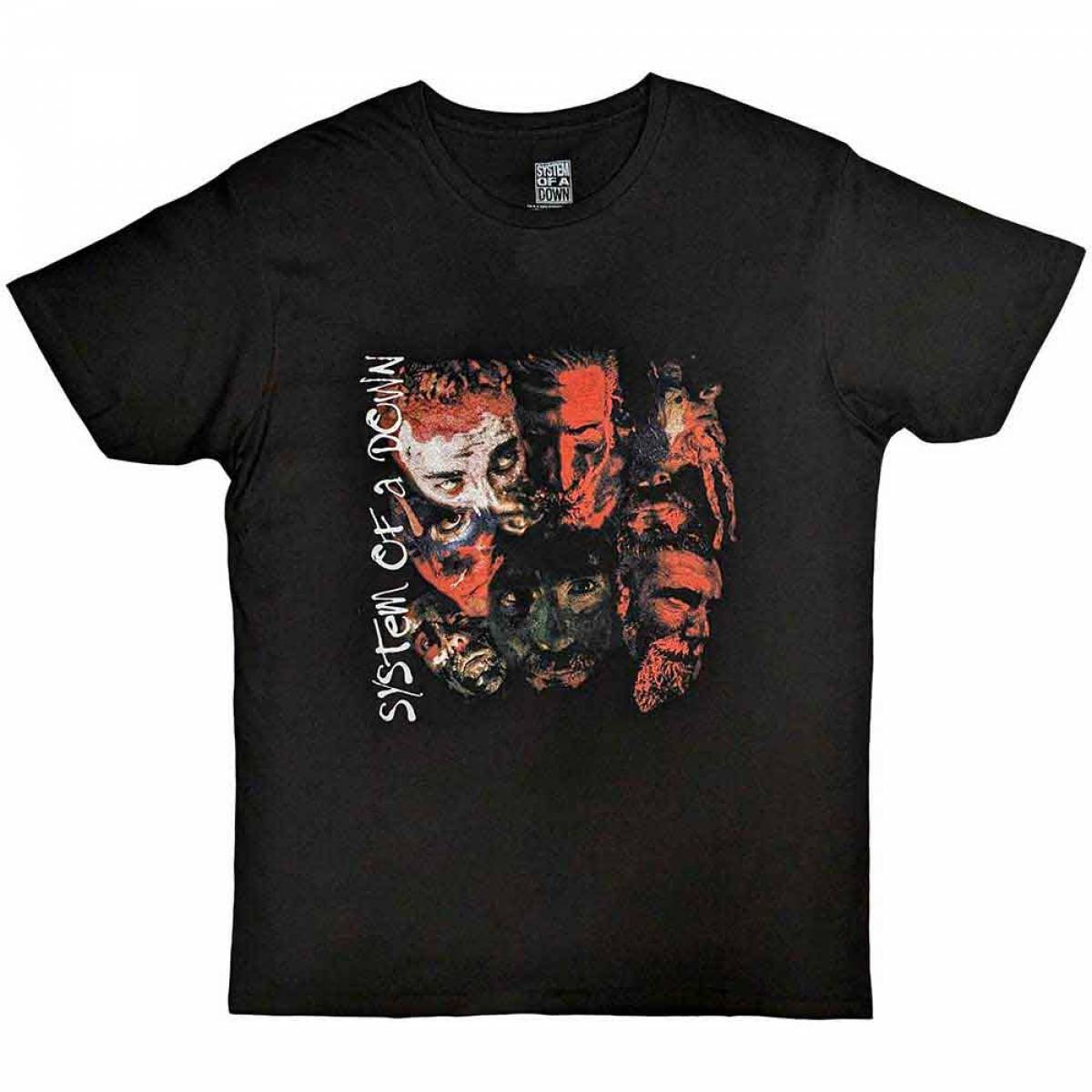 【予約商品】SYSTEM OF A DOWN バンドTシャツ ユニセックス: Painted Faces (Black) - BLACK