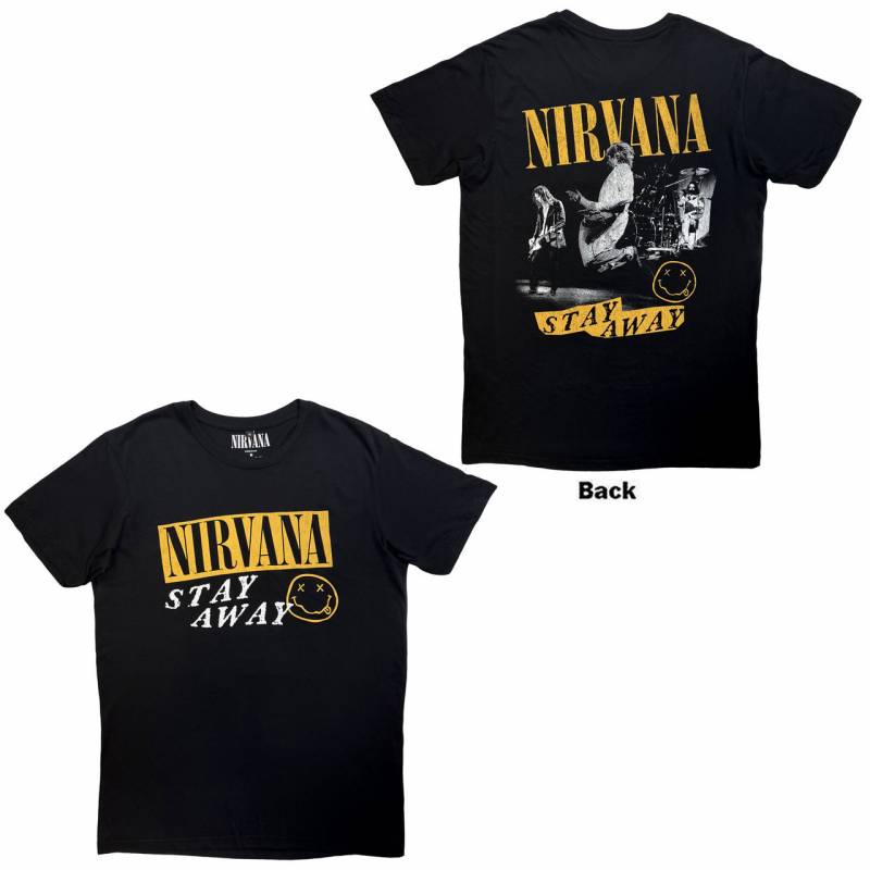 【予約商品】NIRVANA Unisex Premium Carbon バンドTシャツ: Stay Away (Black) (Back Print)
