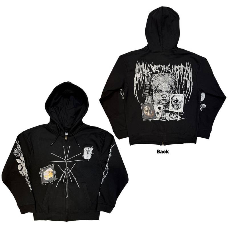 【予約商品】BRING ME THE HORIZON Unisex Zipped Hoodie: Nailed Symbol (Black) (Back Print)