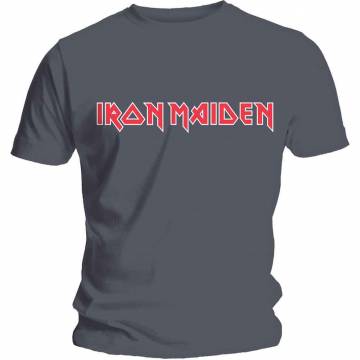 【予約商品】IRON MAIDEN バンドTシャツ ユニセックス: Classic Logo - CHARCOAL GREY