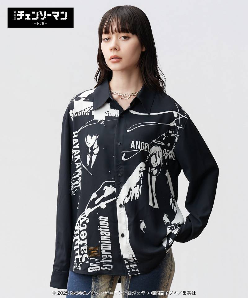 【予約商品】チェンソーマンxglamb(グラム) Aki & Angel Devil Shirt/アキアンドエンジェルデビルシャツ - Black