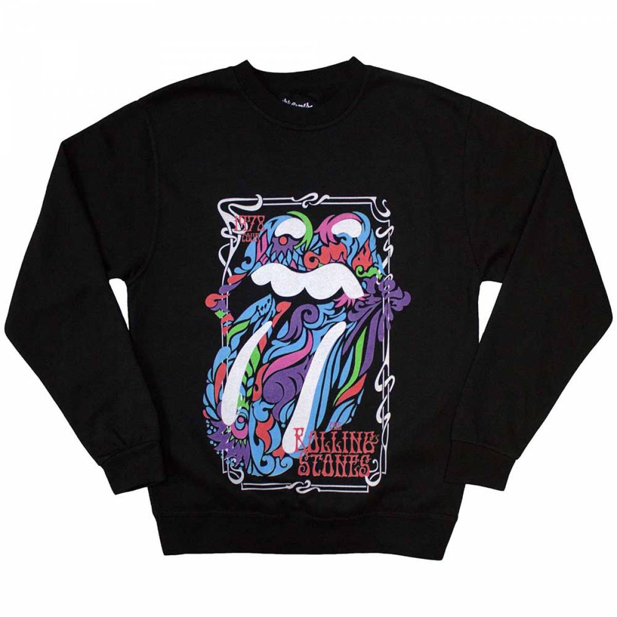 【予約商品】THE ROLLING STONES Unisex Sweatshirt: Colour Swirls (Black) (Oversized) - BLACK