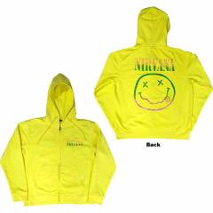 【予約商品】NIRVANA Unisex Zipped Hoodie: Sorbet Ray Happy Face (Neon Yellow) (Back Print)