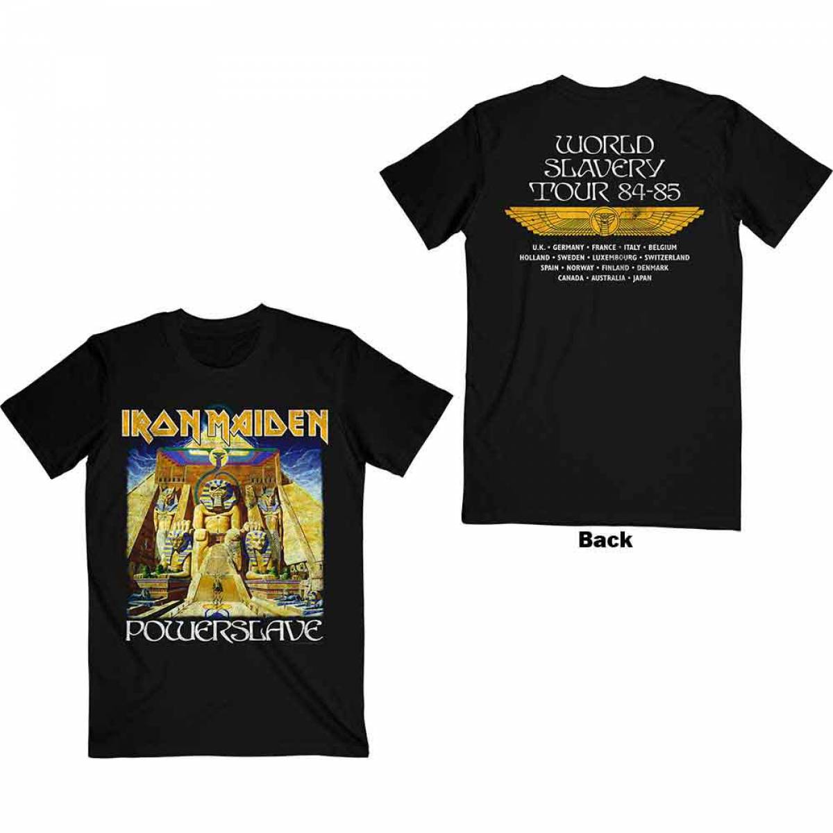 【予約商品】IRON MAIDEN バンドTシャツ ユニセックス: Powerslave World Slavery Tour (Back Print) - BLACK