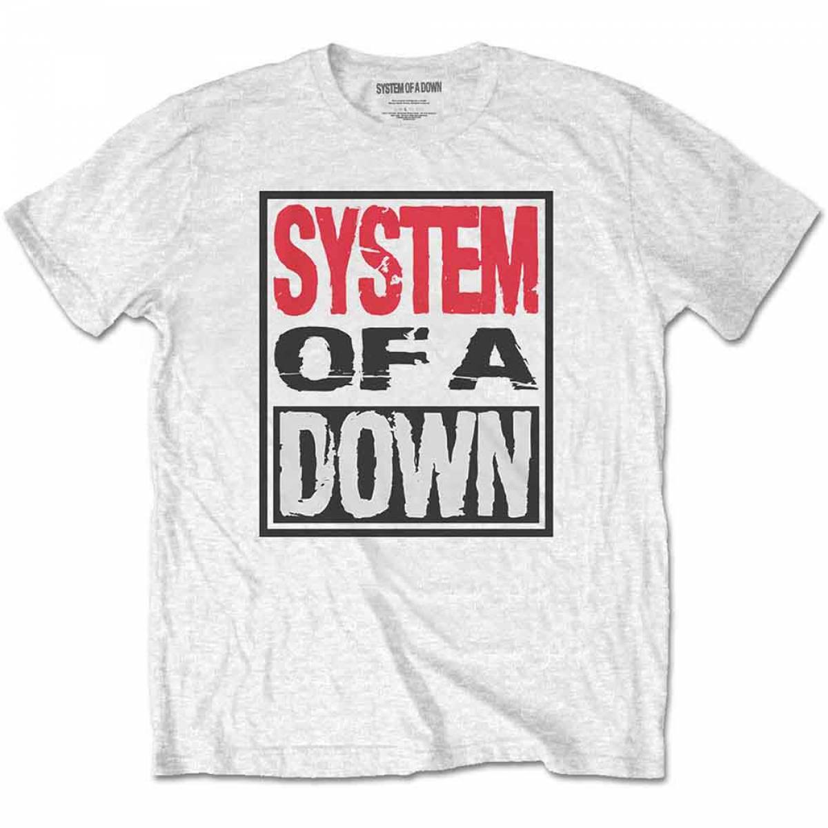 【予約商品】SYSTEM OF A DOWN バンドTシャツ ユニセックス: Triple Stack Box (White) - WHITE