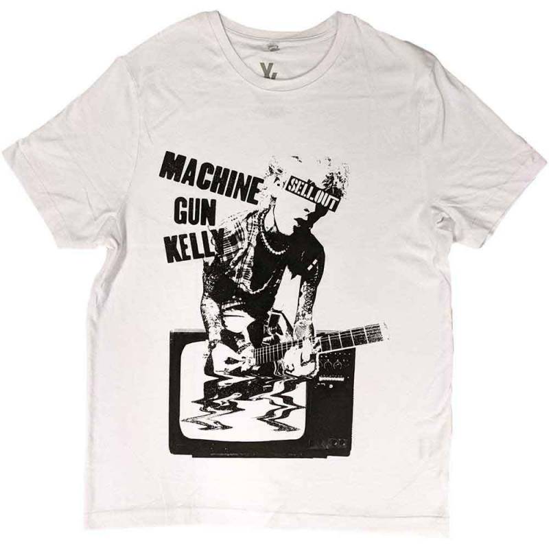 【予約商品】MACHINE GUN KELLY バンドTシャツ ユニセックス: TV Warp (White)