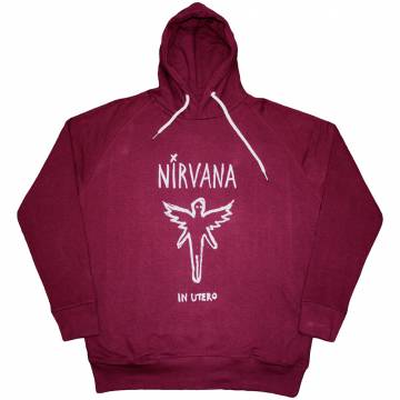 【予約商品】NIRVANA Unisex Pullover Hoodie: In Utero Outline (Maroon Red) - MAROON RED