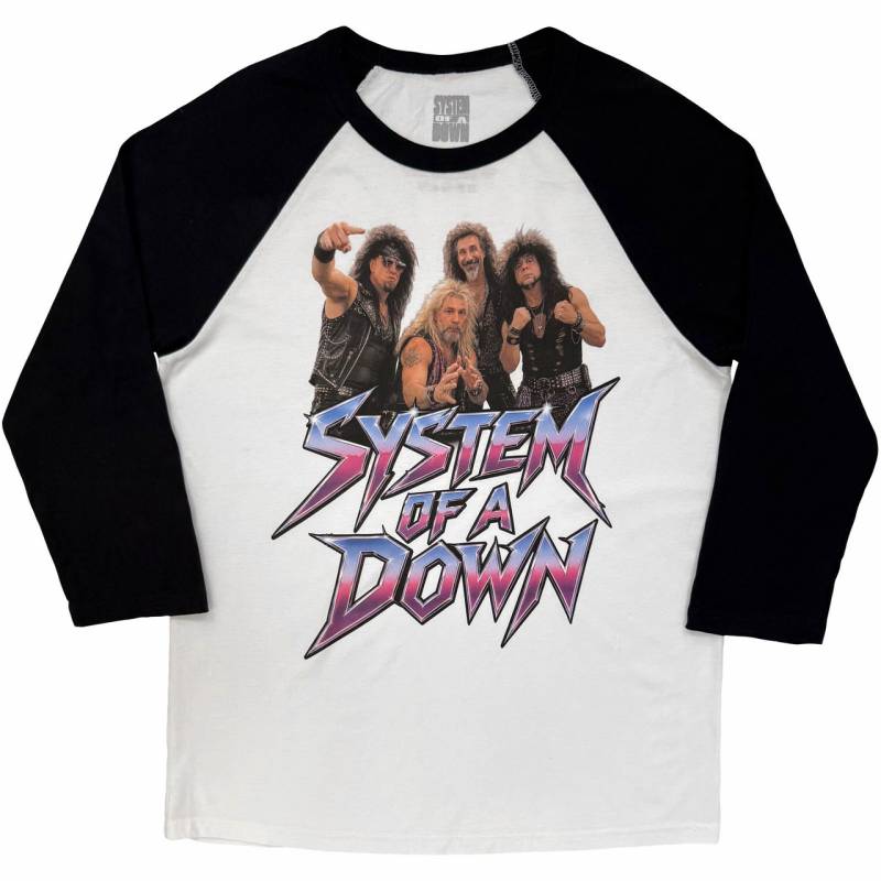 【予約商品】SYSTEM OF A DOWN Unisex Raglan バンドTシャツ: Hair Metal Tour '26 (Black & White) (Ex-Tour)