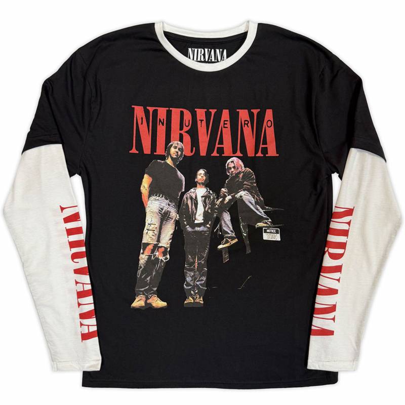 【予約商品】NIRVANA Unisex Layered Long Sleeve バンドTシャツ: In Utero Band Photo (Black & White) (Sleeve Print)