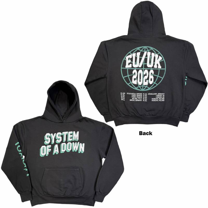 【予約商品】SYSTEM OF A DOWN Unisex Pullover Hoodie: Hollywood Logo Tour '26 (Charcoal Grey) (Back Print & Ex-Tour)