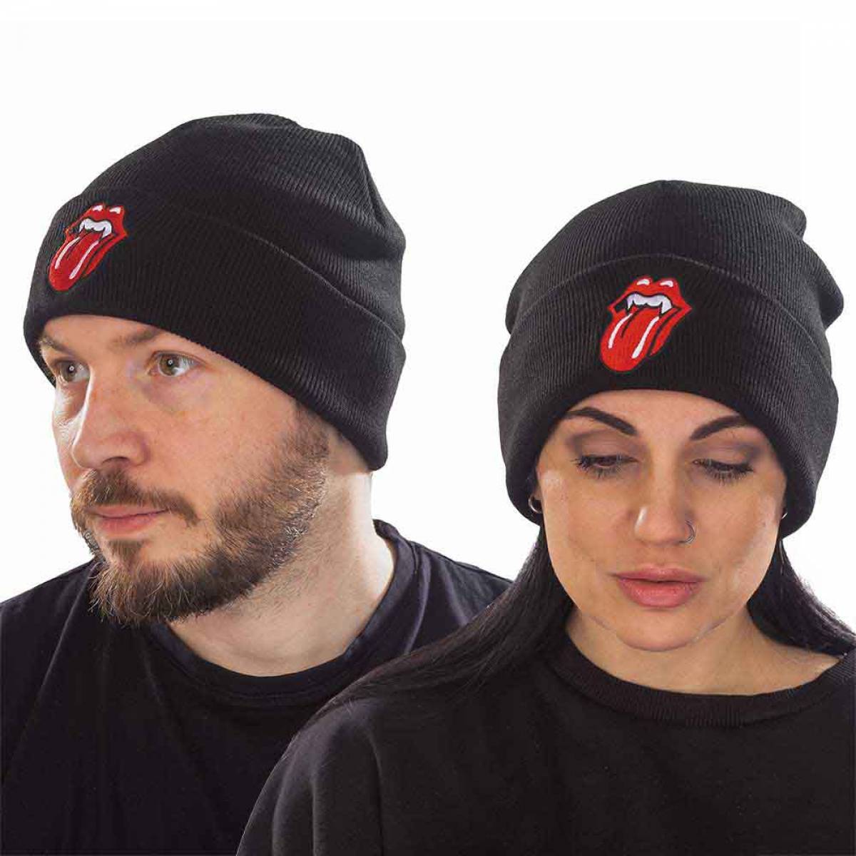 【予約商品】THE ROLLING STONES Unisex Beanie Hat: Fang Tongue (Black) - BLACK