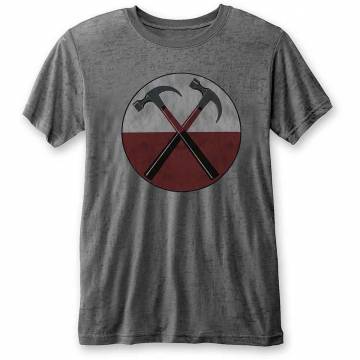 【予約商品】PINK FLOYD Unisex Burnout バンドTシャツ: The Wall Hammers (Charcoal Grey) - CHARCOAL GREY