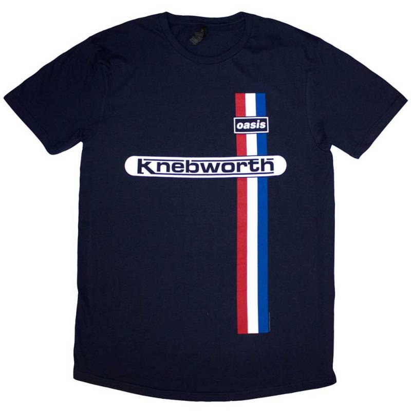 【予約商品】OASIS バンドTシャツ ユニセックス: Knebworth Vertical Stripe (Navy Blue)